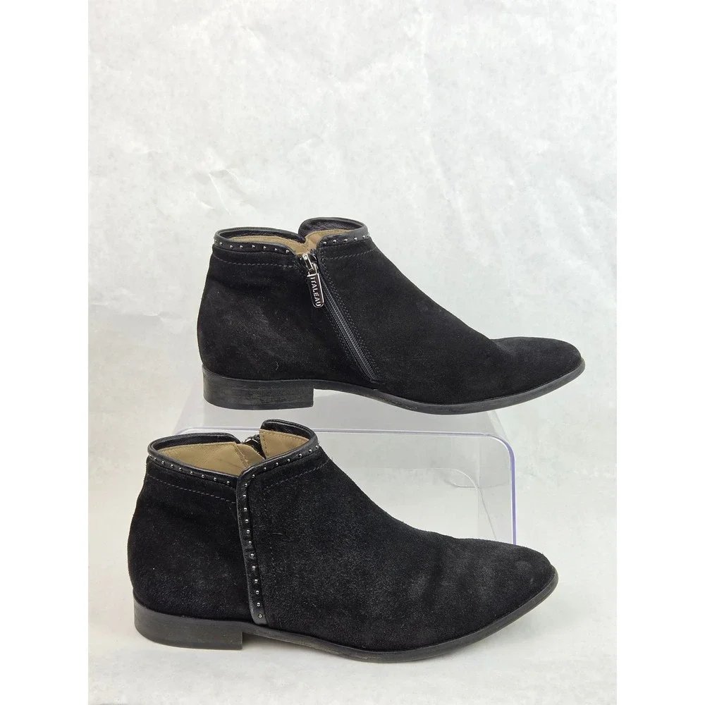 Italeau Miralda Womens Black Studded Ankle Boot Minimalist Bootie Leather Boho